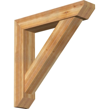 Traditional Slat Rough Sawn Bracket W/ Offset Brace, Western Red Cedar, 8W X 42D X 42H